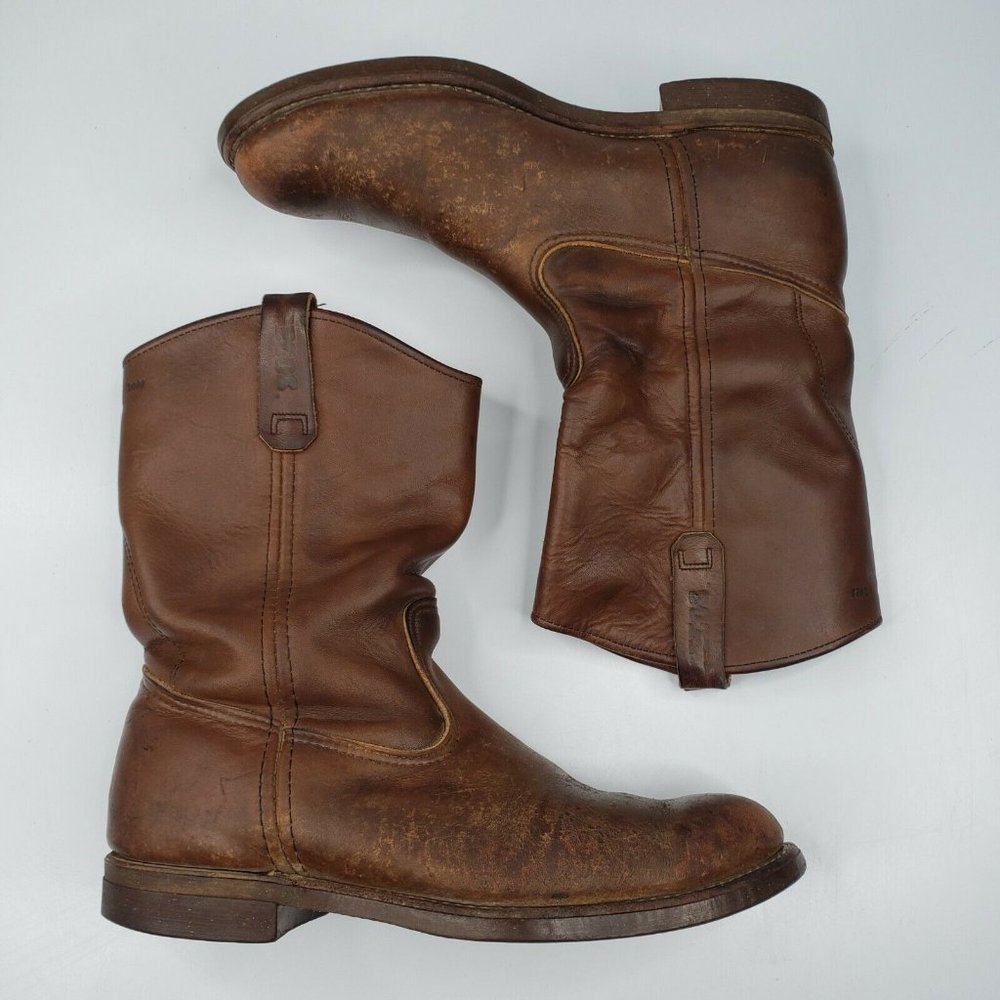 Red Wing PECOS Cowboy Work Boot Style 1098 Size 11 D Brown Oil Resisting Soles